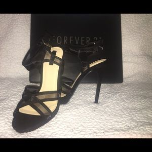 Sexy black mesh strap heels. Forever 21